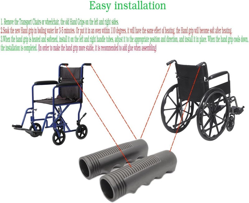 ComsenMed Standard wheelschairs and Transport Chairs Universal Wheelchair Handle Grips, Replace Parts,fits Blue Streak,Silver Sport 1and2, Cruiser III,Other Wheelchairs, Mounting Holes 7/8 Inch(1Pair,Black) - Image 4